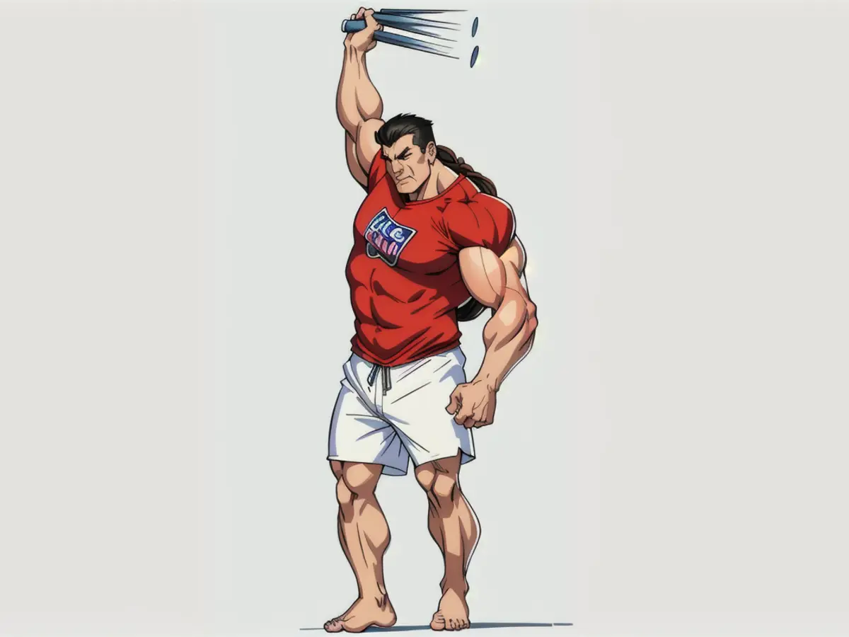 Individual sporting a snug white long-sleeved top and a brief red miniskirt, adopting a relaxed stance.